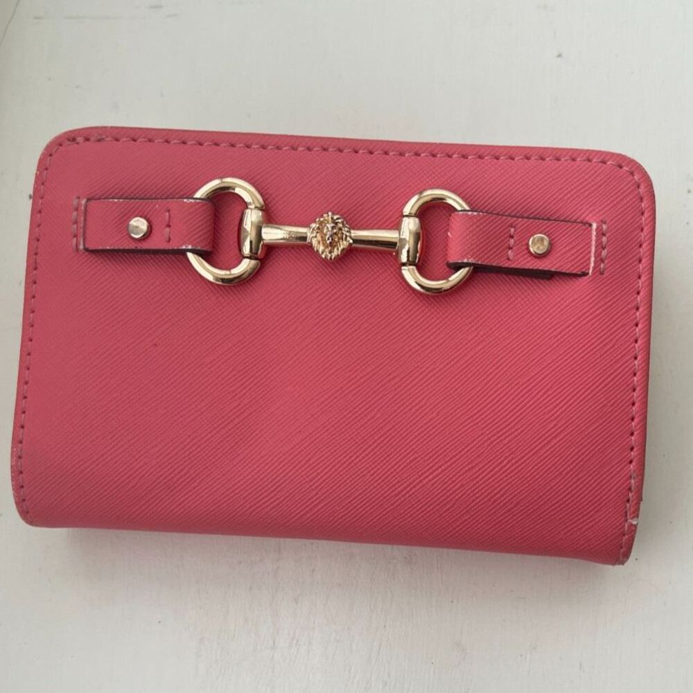 Vintage Anne Klein Horsebit Horse Bit Pink Bi Fold Ladies Wallet 5.5"
